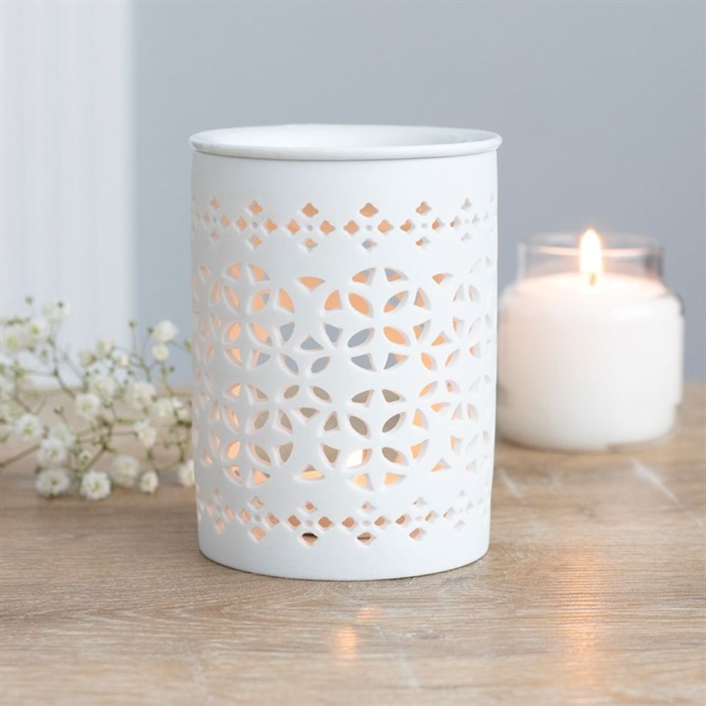 White Matte Cut Out Oil Burner - ScentiMelti  White Matte Cut Out Oil Burner