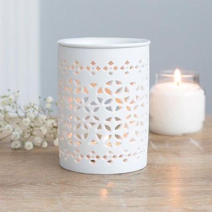 White Matte Cut Out Oil Burner - ScentiMelti  White Matte Cut Out Oil Burner