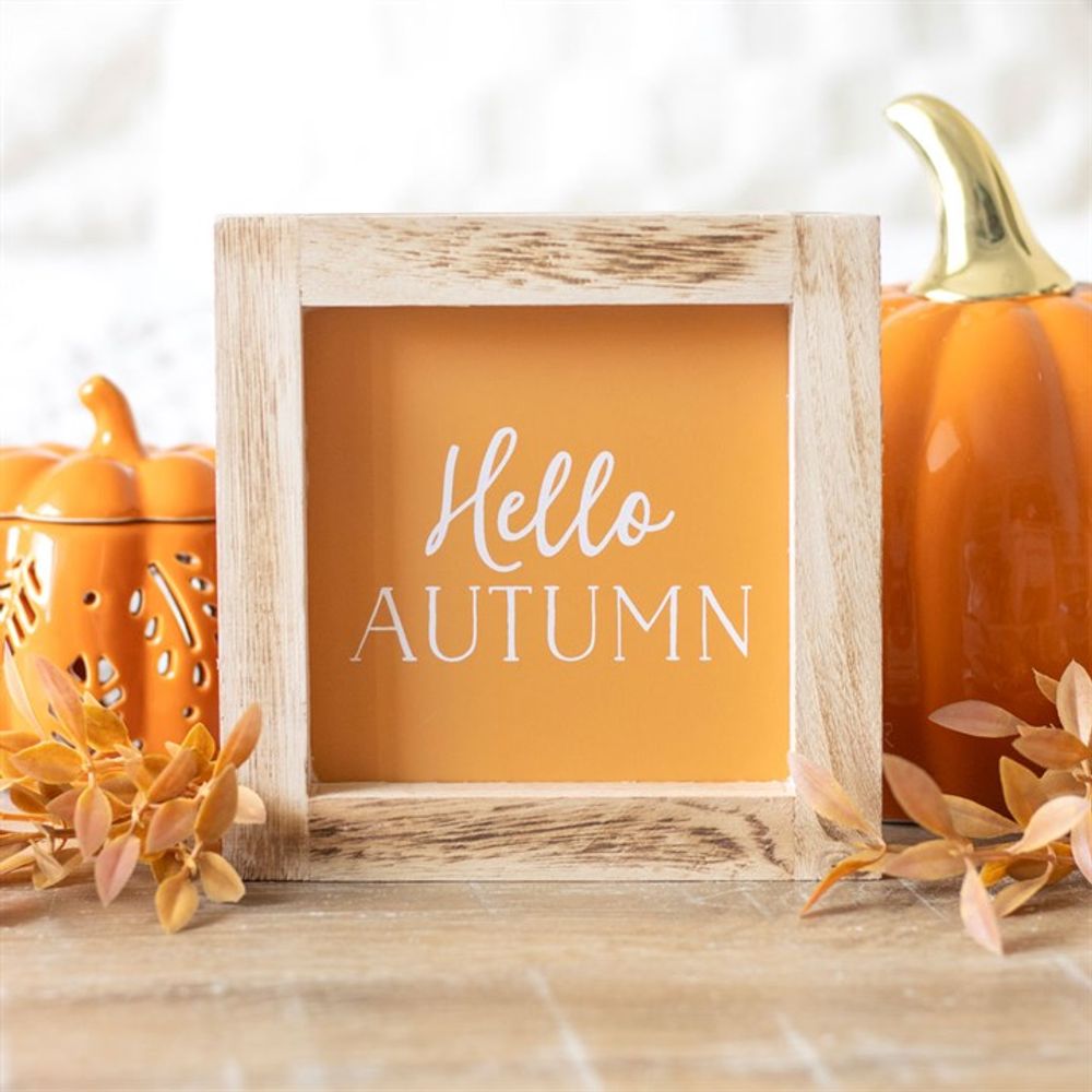 Orange Hello Autumn Wooden Frame Sign - ScentiMelti  Orange Hello Autumn Wooden Frame Sign