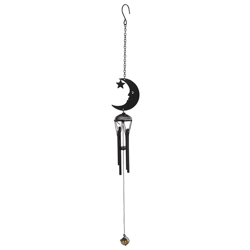 Black Crescent Moon Cutout Windchime - ScentiMelti  Black Crescent Moon Cutout Windchime