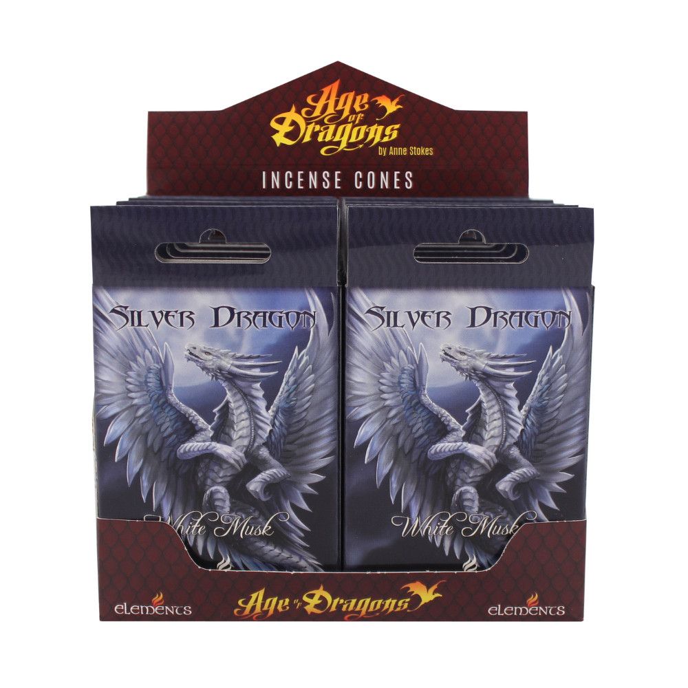 Set of 12 Packets of Silver Dragon Incense Cones by Anne Stokes - ScentiMelti  Set of 12 Packets of Silver Dragon Incense Cones by Anne Stokes