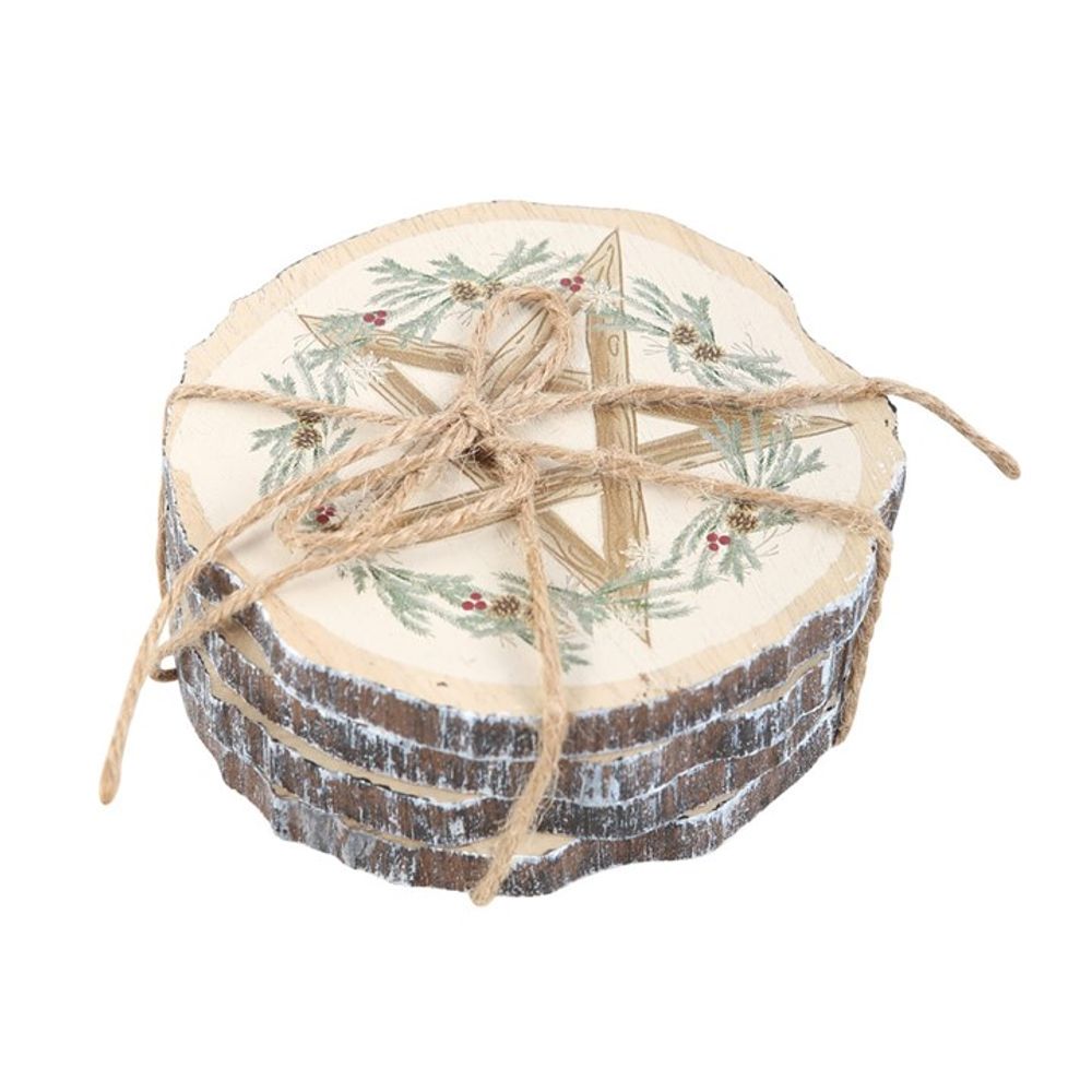 Winter Solstice Wood Slice Coaster Set - ScentiMelti Home Fragrance, Beauty & Gifts UK