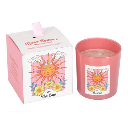 The Sun Rose Quartz Crystal Chip Candle - ScentiMelti  The Sun Rose Quartz Crystal Chip Candle