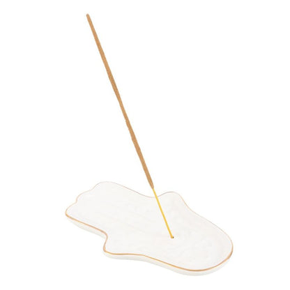 White Hamsa Hand Incense Stick Holder - ScentiMelti  White Hamsa Hand Incense Stick Holder