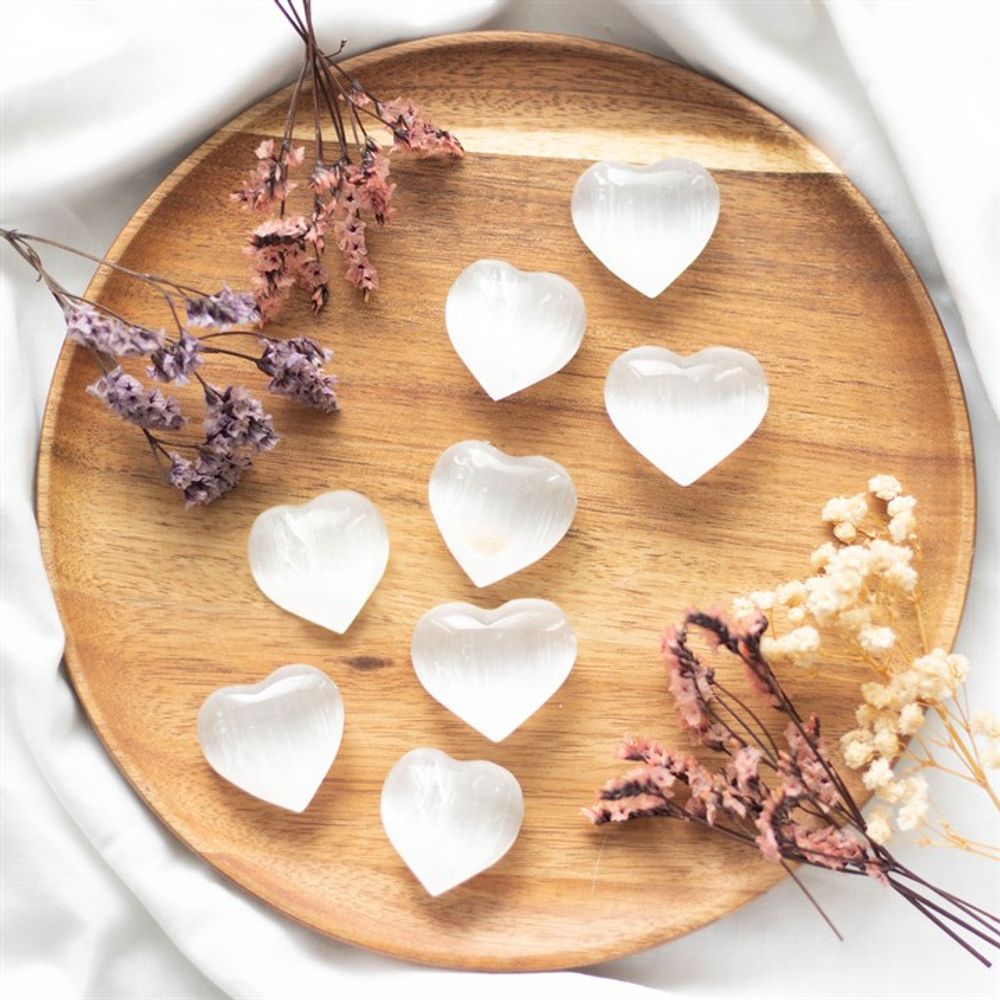 Small Selenite Crystal Heart - ScentiMelti  Small Selenite Crystal Heart