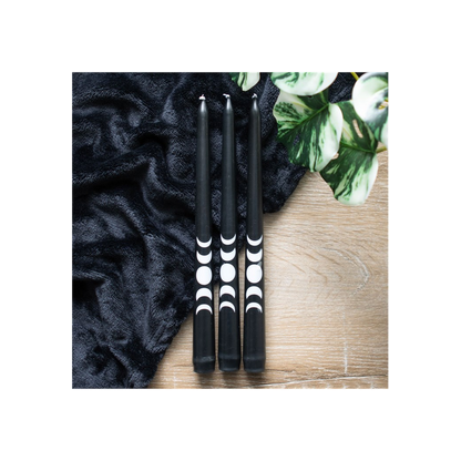 Set of 3 Black Magic Moon Phase Taper Candles - ScentiMelti  Set of 3 Black Magic Moon Phase Taper Candles