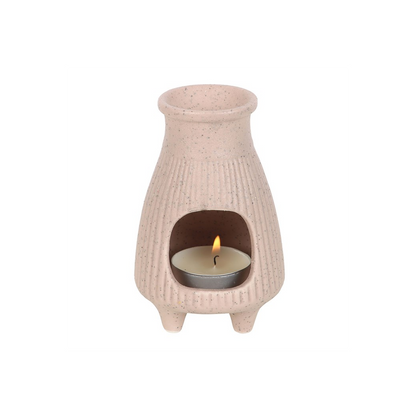 Greige Ribbed Palo Santo Brick Burner - ScentiMelti Home Fragrance, Beauty & Gifts UK