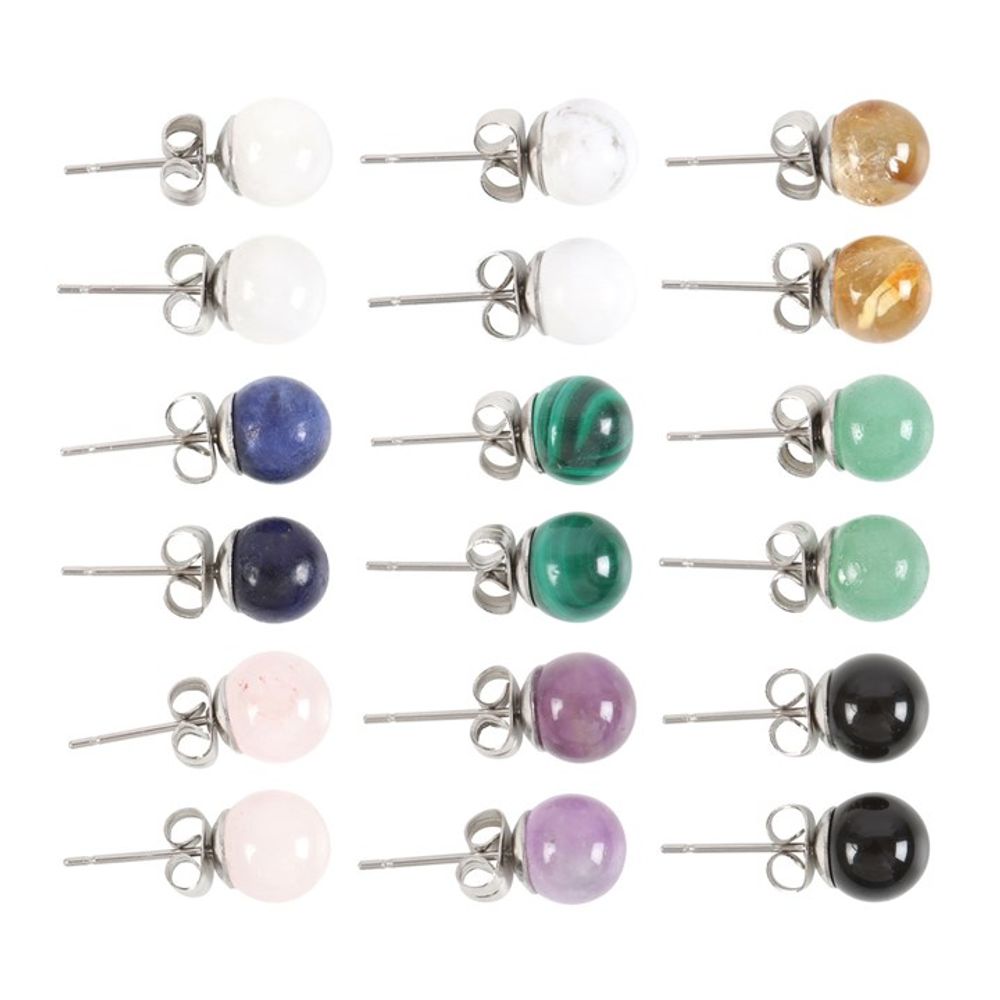 Set of 9 Semi Precious Crystal Earrings - ScentiMelti  Set of 9 Semi Precious Crystal Earrings