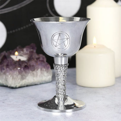 Silver Metal Pentagram Chalice - ScentiMelti  Silver Metal Pentagram Chalice