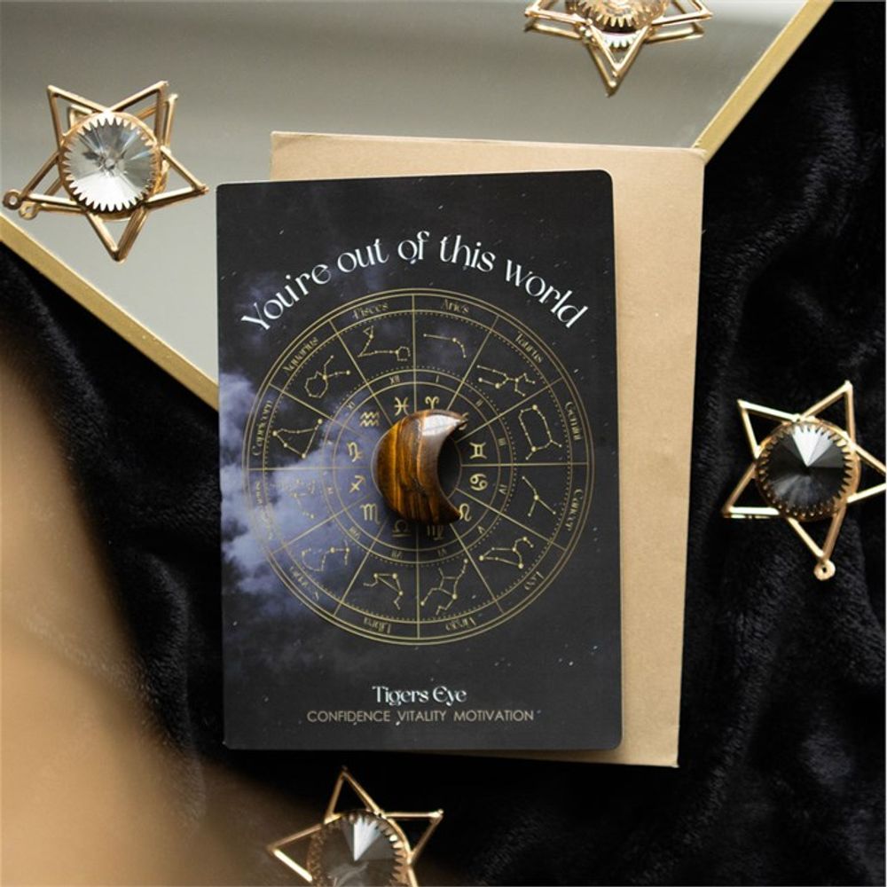 Out Of This World Tiger's Eye Crystal Moon Greeting Card - ScentiMelti  Out Of This World Tiger's Eye Crystal Moon Greeting Card