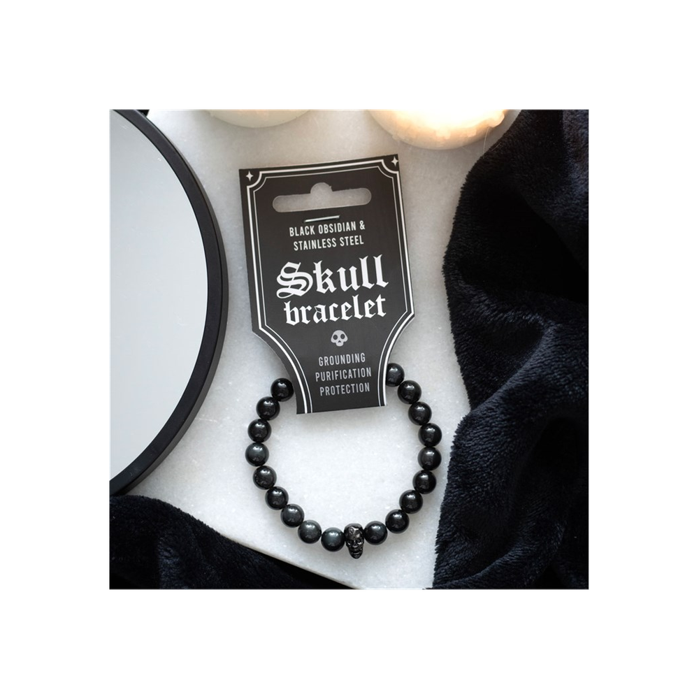 Black Obsidian Skull Bracelet - ScentiMelti  Black Obsidian Skull Bracelet