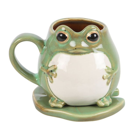 Frog Shaped Mug and Lily Pad Saucer - ScentiMelti  Frog Shaped Mug and Lily Pad Saucer