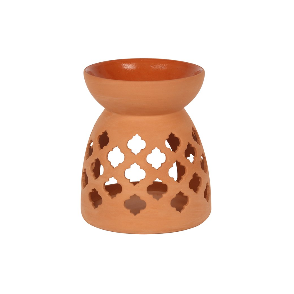 Quatrefoil Cut Out Terracotta Effect Oil Burner - ScentiMelti  Quatrefoil Cut Out Terracotta Effect Oil Burner