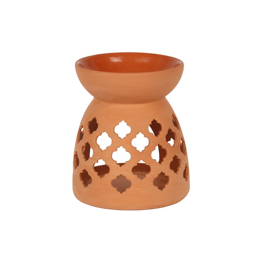 Quatrefoil Cut Out Terracotta Effect Oil Burner - ScentiMelti  Quatrefoil Cut Out Terracotta Effect Oil Burner