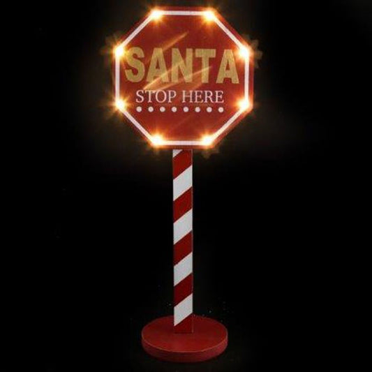 45cm LED Santa Stop Here Sign - ScentiMelti Home Fragrance, Beauty & Gifts UK