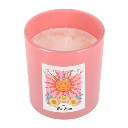 The Sun Rose Quartz Crystal Chip Candle - ScentiMelti  The Sun Rose Quartz Crystal Chip Candle