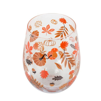 Autumn Leaves and Pumpkins Stemless Glass - ScentiMelti  Autumn Leaves and Pumpkins Stemless Glass