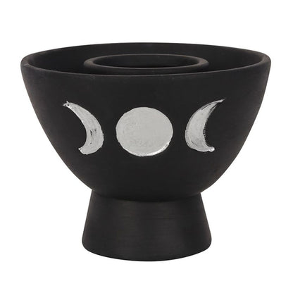 Black Triple Moon Terracotta Smudge Bowl - ScentiMelti  Black Triple Moon Terracotta Smudge Bowl