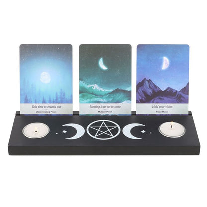 Black Triple Moon Tarot Card Stand Tealight Holder - ScentiMelti  Black Triple Moon Tarot Card Stand Tealight Holder