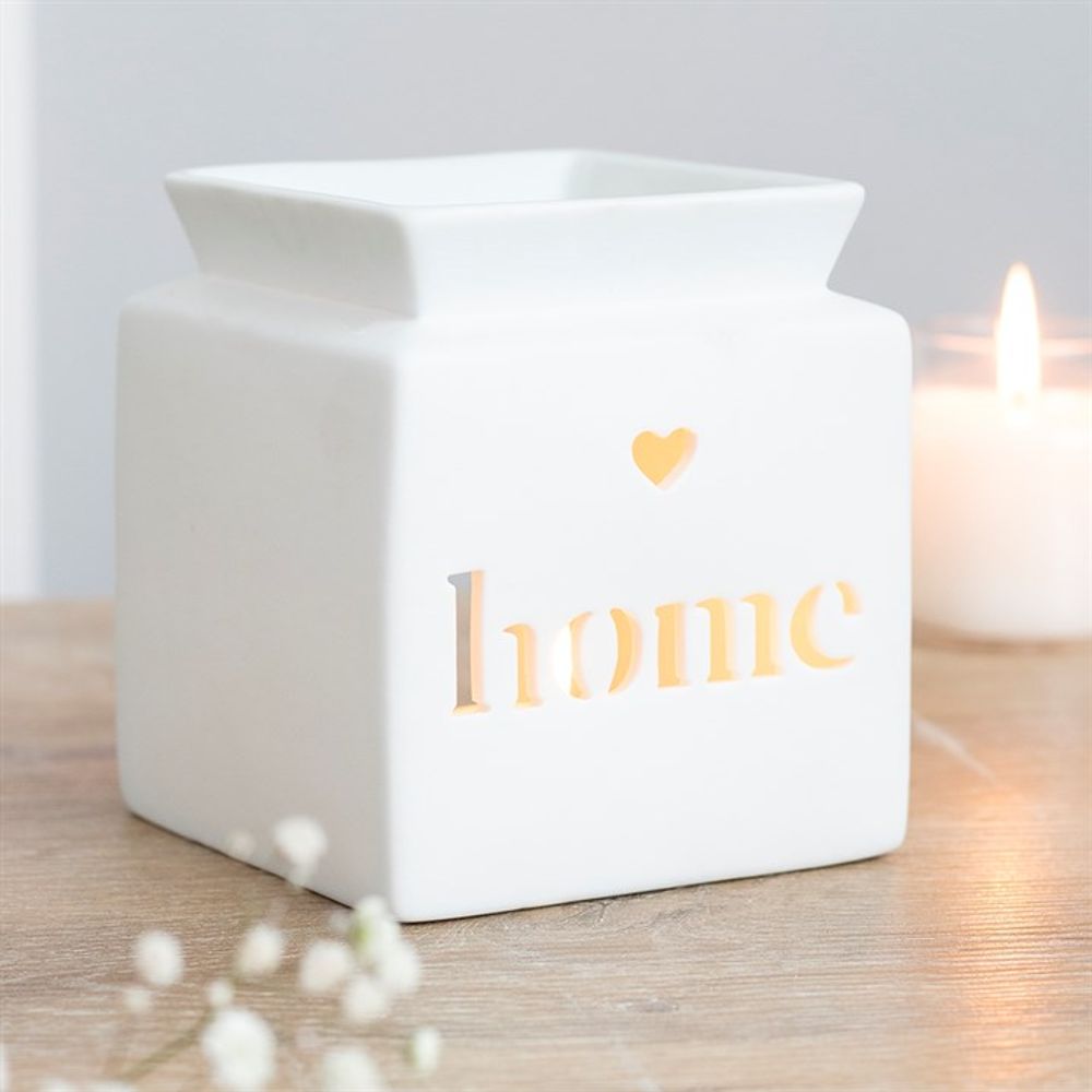 White Home Cut Out Oil Burner - ScentiMelti  White Home Cut Out Oil Burner