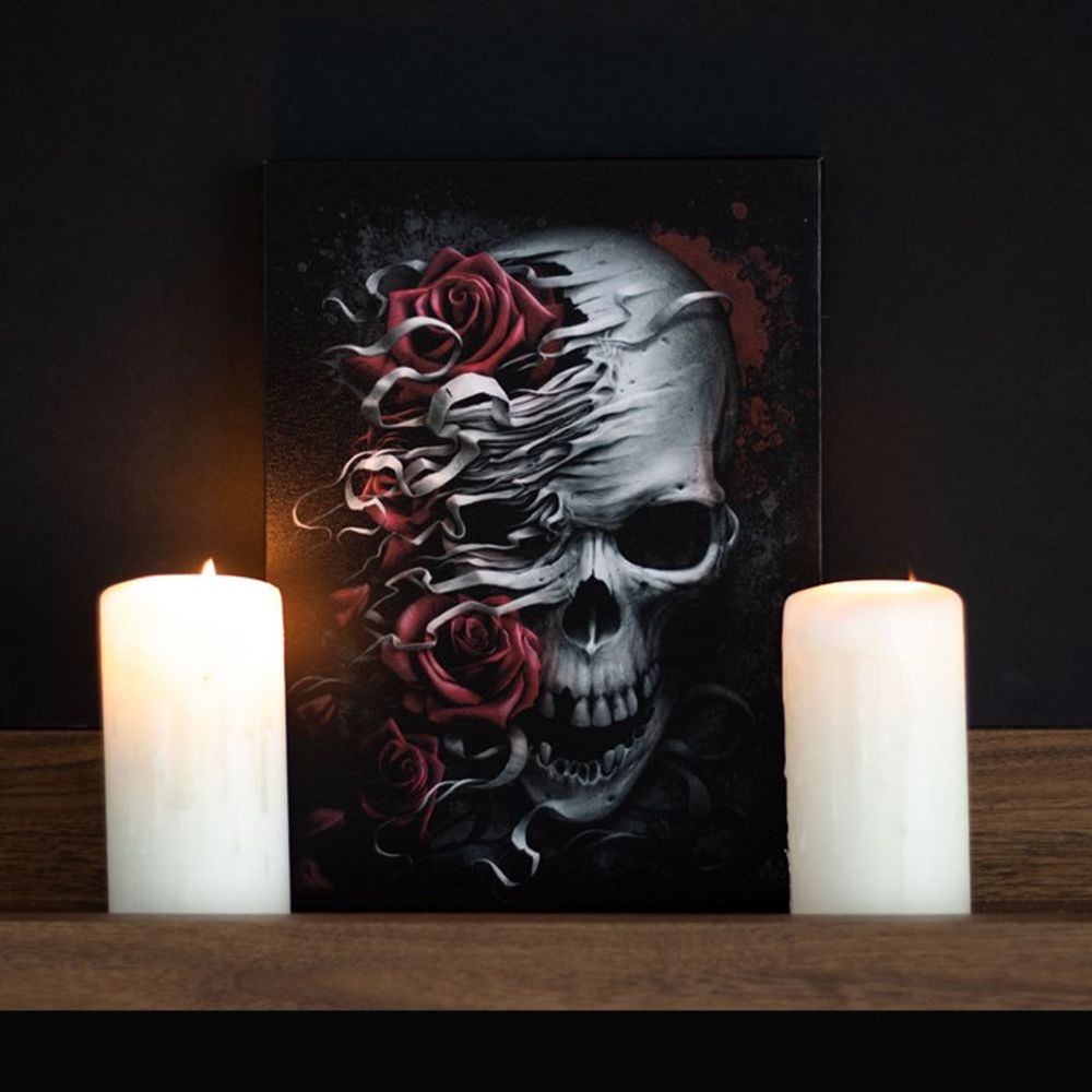 19x25cm Skulls n Roses Canvas Plaque by Spiral Direct - ScentiMelti  19x25cm Skulls n Roses Canvas Plaque by Spiral Direct