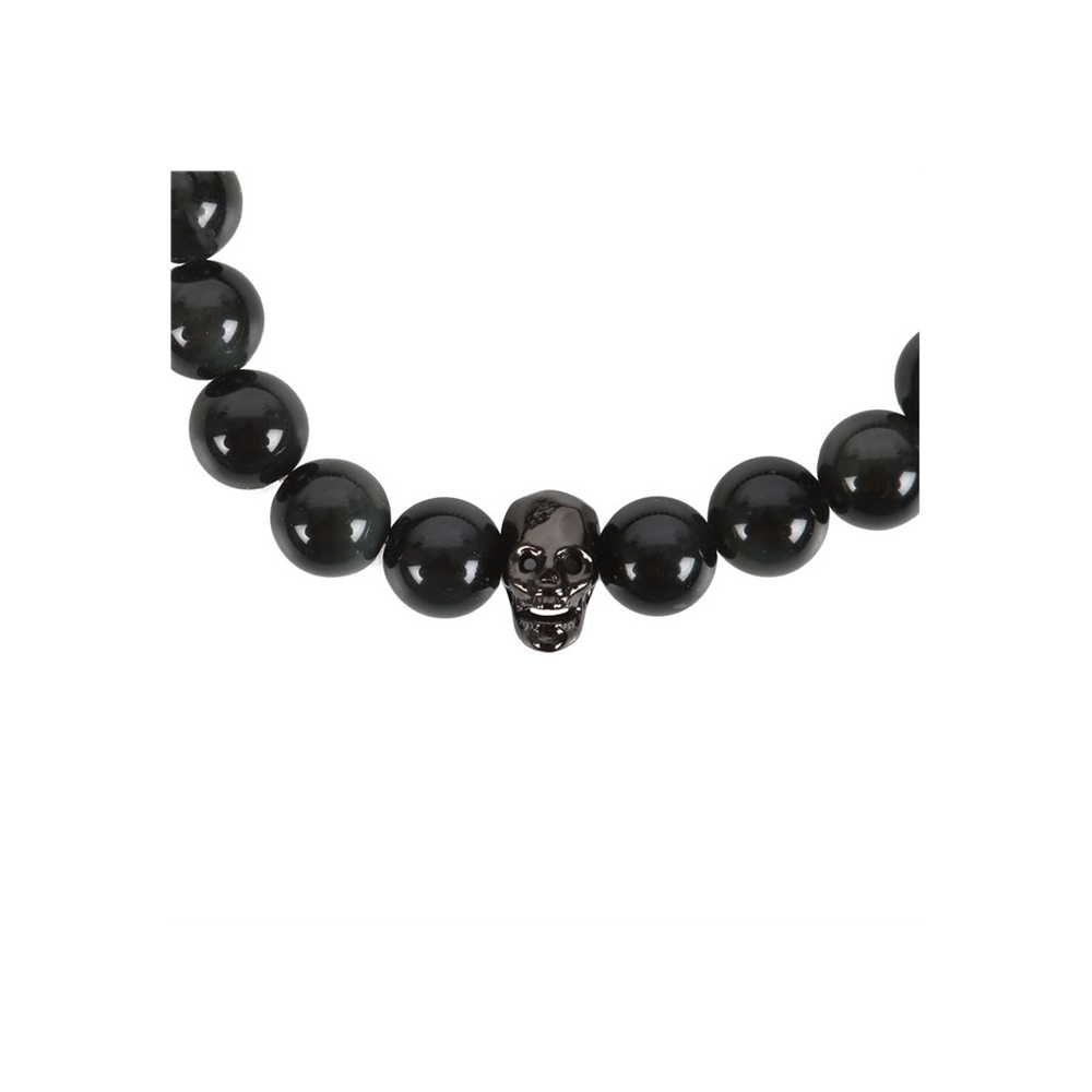 Black Obsidian Skull Bracelet - ScentiMelti  Black Obsidian Skull Bracelet