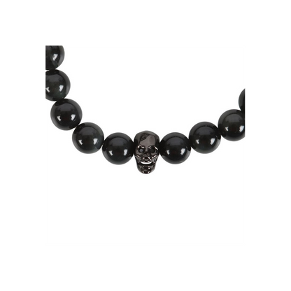 Black Obsidian Skull Bracelet - ScentiMelti  Black Obsidian Skull Bracelet