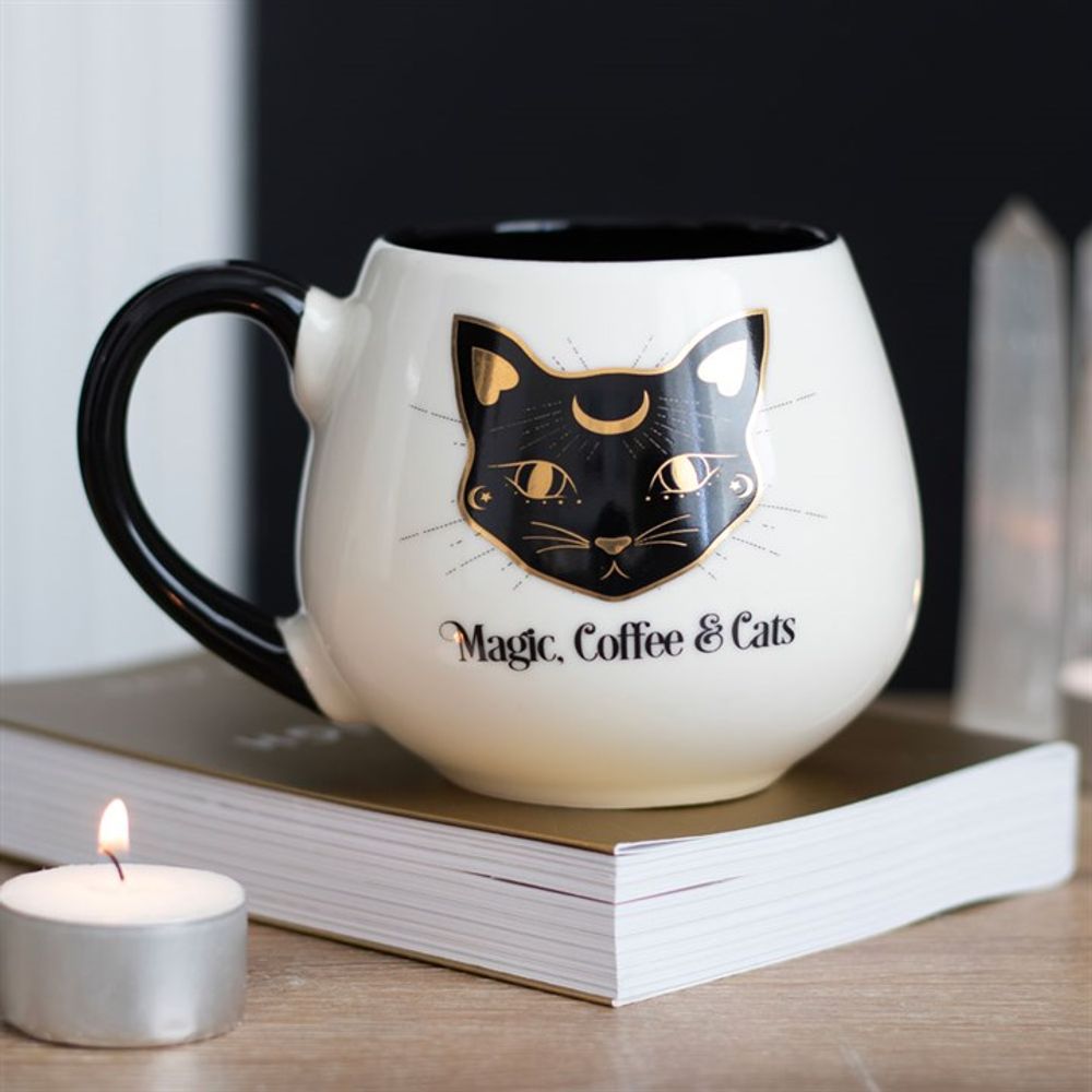 Magic, Coffee & Cats Rounded Mug - ScentiMelti  Magic, Coffee & Cats Rounded Mug