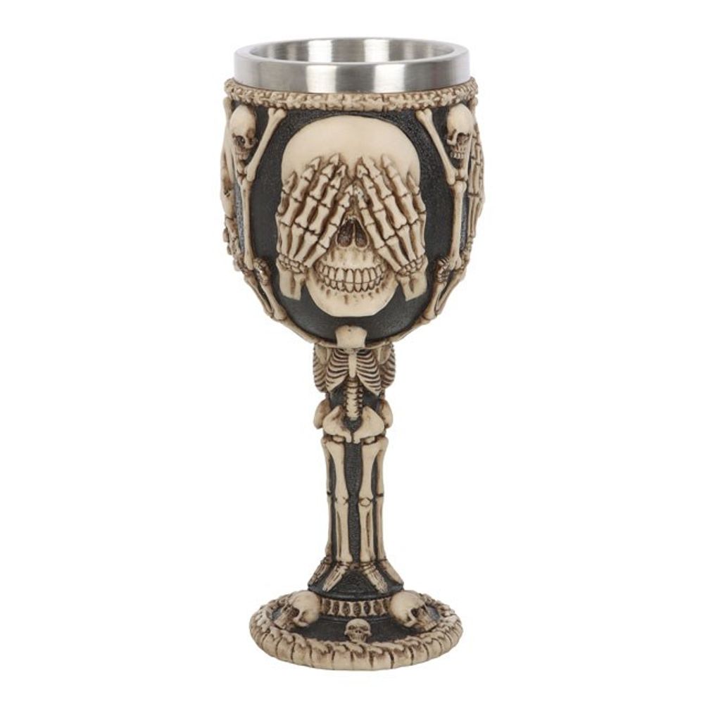 Resin See, Hear, Speak No Evil Skeleton Goblet - ScentiMelti Home Fragrance, Beauty & Gifts UK