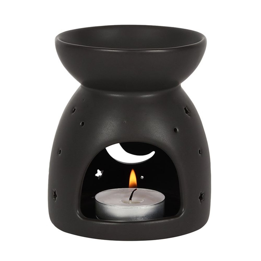 Black Mystical Moon Cut Out Oil Burner - ScentiMelti  Black Mystical Moon Cut Out Oil Burner