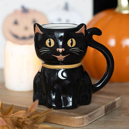 Spooky Black Cat Shaped Mug - ScentiMelti  Spooky Black Cat Shaped Mug