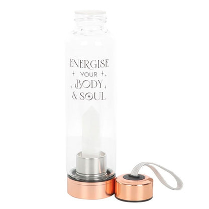 Clear Quartz Body and Soul Glass Water Bottle - ScentiMelti  Clear Quartz Body and Soul Glass Water Bottle