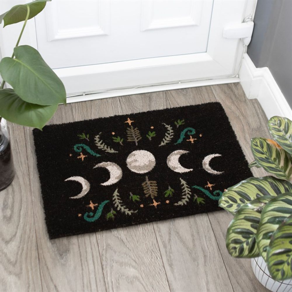 Black Dark Forest Moon Phase Doormat - ScentiMelti Home Fragrance, Beauty & Gifts UK