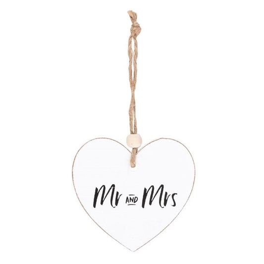 Mr and Mrs Hanging Heart Sentiment Sign - ScentiMelti  Mr and Mrs Hanging Heart Sentiment Sign