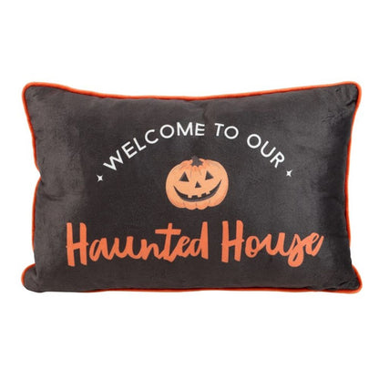 40cm Rectangular Haunted House Cushion - ScentiMelti  40cm Rectangular Haunted House Cushion