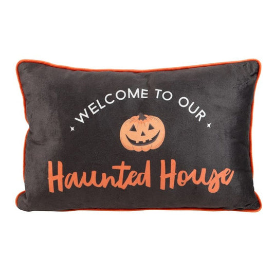 40cm Rectangular Haunted House Cushion - ScentiMelti  40cm Rectangular Haunted House Cushion