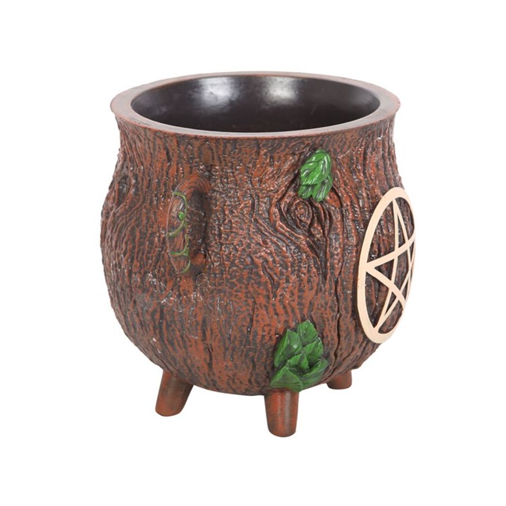 Pentagram Bark Effect Resin Cauldron Plant Pot - ScentiMelti  Pentagram Bark Effect Resin Cauldron Plant Pot