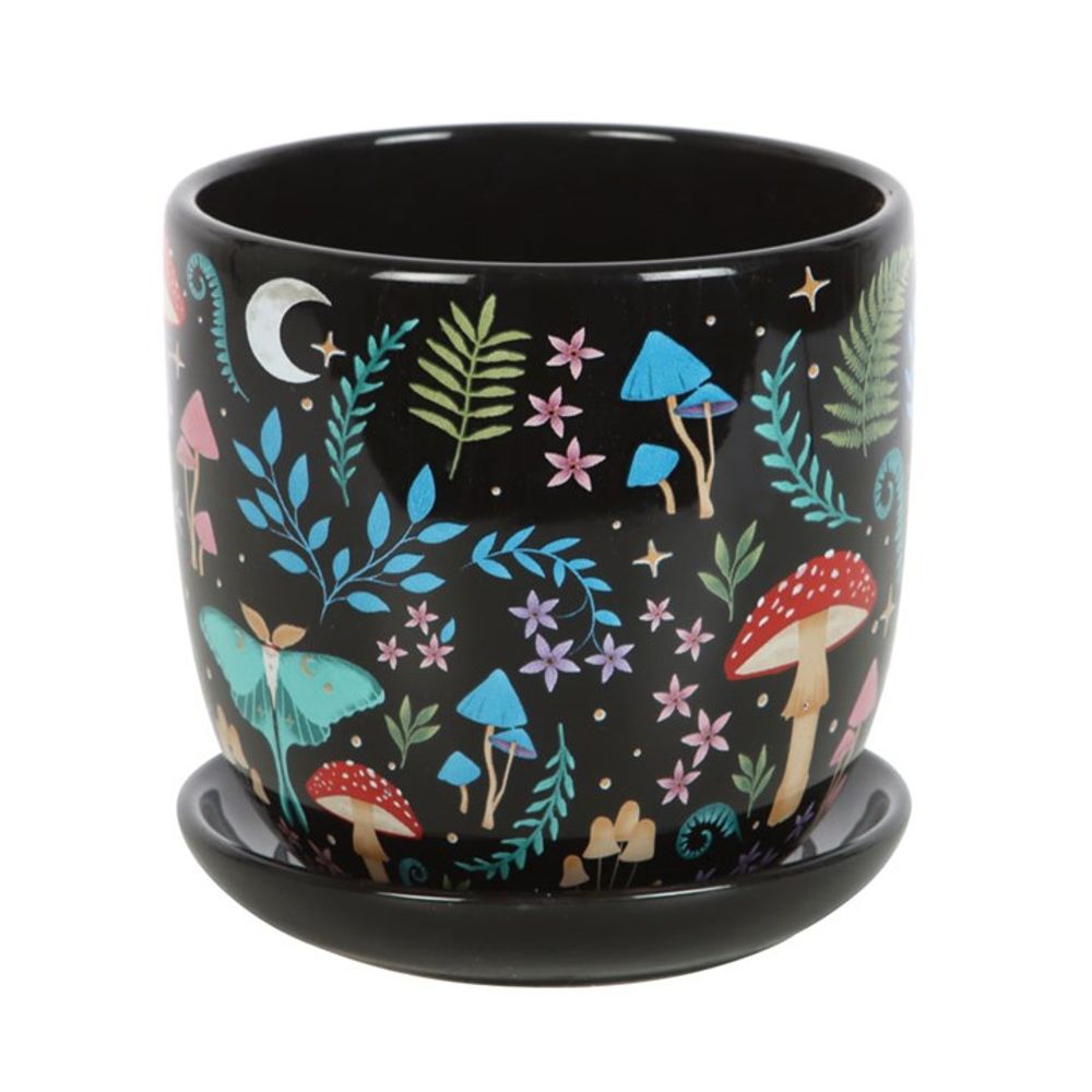 Dark Forest Print Ceramic Plant Pot with Saucer - ScentiMelti Home Fragrance, Beauty & Gifts UK