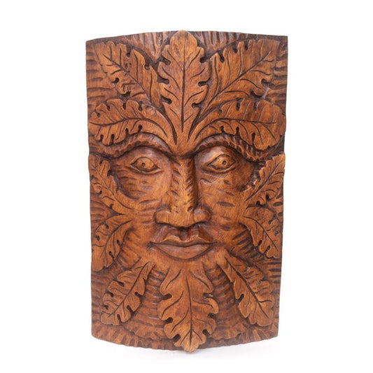 Natural Acacia Wood Green Man Decoration - ScentiMelti  Natural Acacia Wood Green Man Decoration