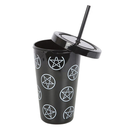 Pentagram Plastic Tumbler with Straw - ScentiMelti  Pentagram Plastic Tumbler with Straw