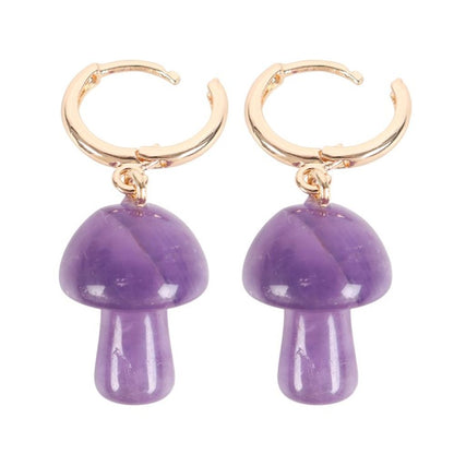 Amethyst Crystal Mushroom Earrings - ScentiMelti  Amethyst Crystal Mushroom Earrings