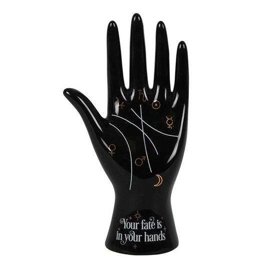 Black Ceramic Palmistry Hand Ornament - ScentiMelti  Black Ceramic Palmistry Hand Ornament