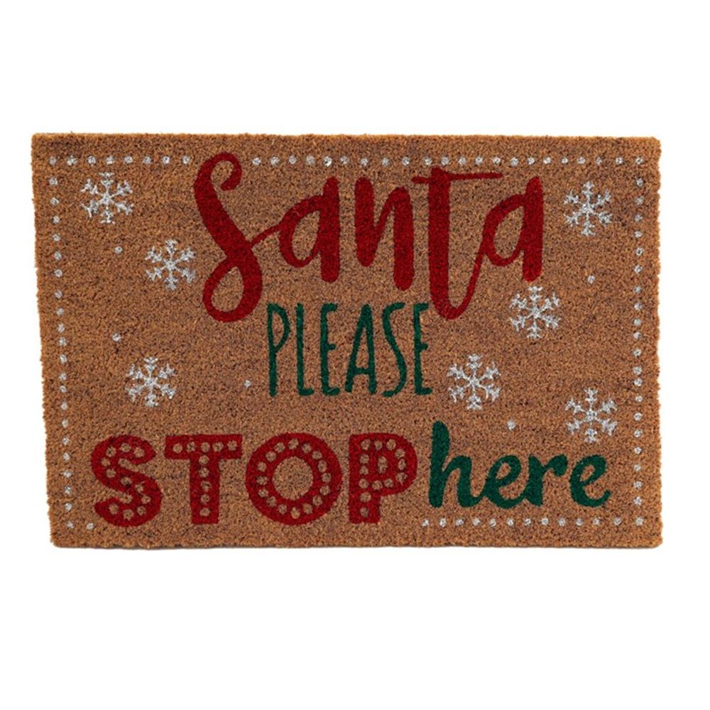 Natural Santa Stop Here Doormat - ScentiMelti Home Fragrance, Beauty & Gifts UK