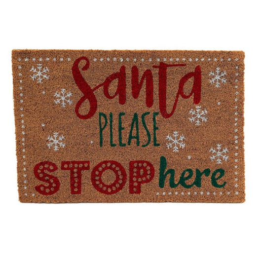 Natural Santa Stop Here Doormat - ScentiMelti Home Fragrance, Beauty & Gifts UK