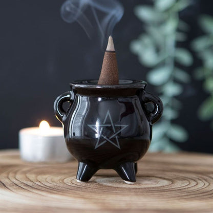 Pentagram Cauldron Ceramic Incense Holder - ScentiMelti  Pentagram Cauldron Ceramic Incense Holder