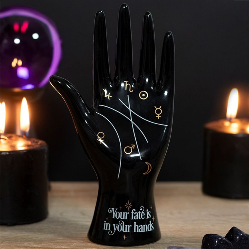 Black Ceramic Palmistry Hand Ornament - ScentiMelti  Black Ceramic Palmistry Hand Ornament