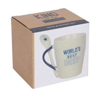 World's Best Daddy Ceramic Mug and Spoon Set - ScentiMelti  World's Best Daddy Ceramic Mug and Spoon Set