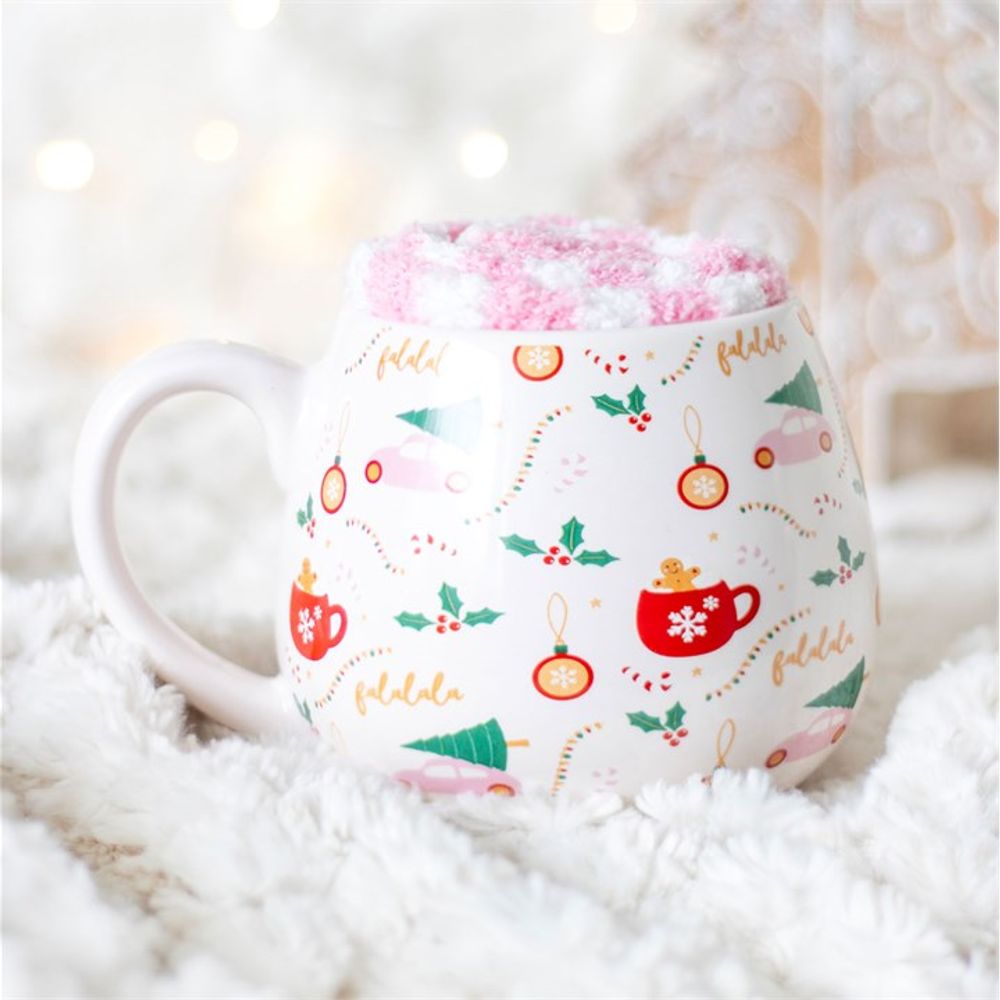 Sugarplum Fun Christmas Print Mug and Socks Set - ScentiMelti Home Fragrance, Beauty & Gifts UK