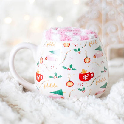 Sugarplum Fun Christmas Print Mug and Socks Set - ScentiMelti Home Fragrance, Beauty & Gifts UK