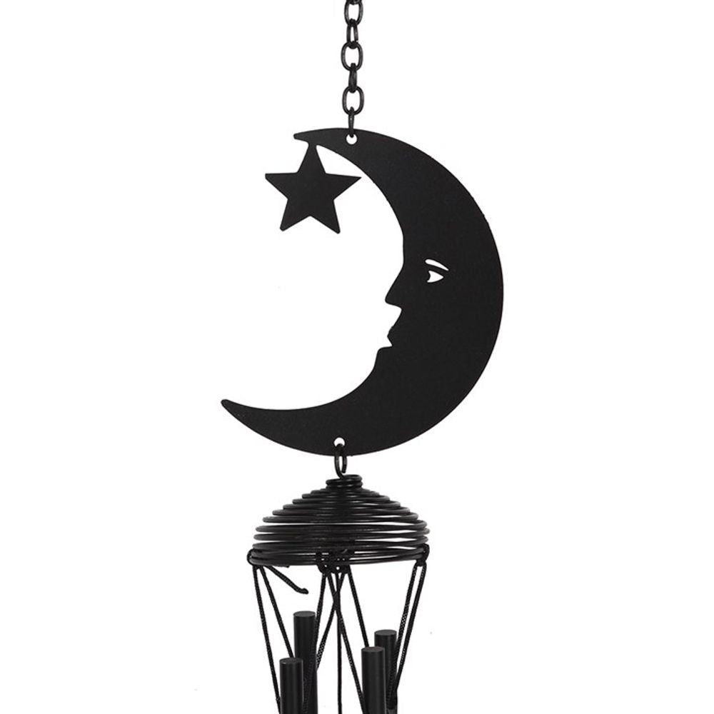 Black Crescent Moon Cutout Windchime - ScentiMelti  Black Crescent Moon Cutout Windchime